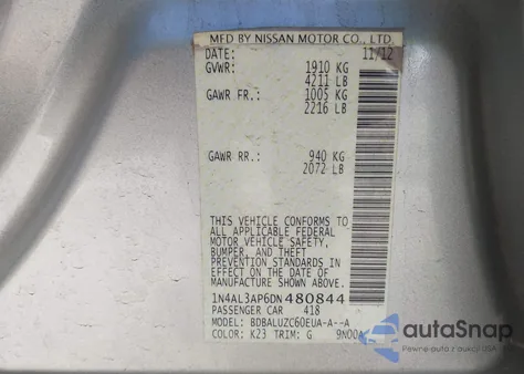 2013 Nissan Altima 2.5 Sv from USA, damaged, VIN 1N4AL3AP6DN480844